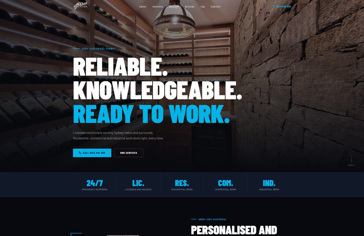 Echt Electrical &mdash; landing page