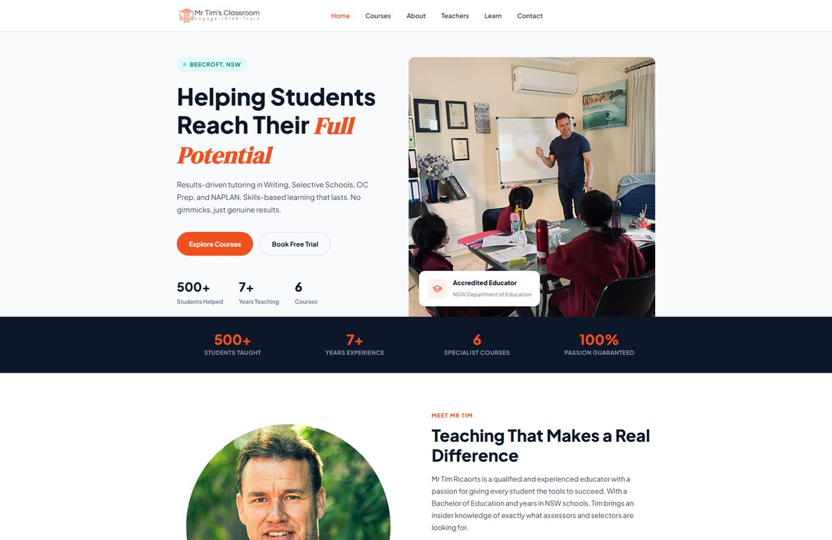 Mr Tim's Classroom &mdash; landing page