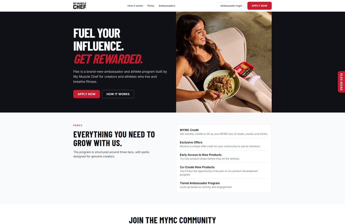My Muscle Chef Flex &mdash; landing page